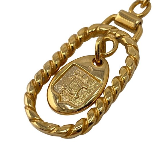CELINE Triomphe Keychain with Carabiner in Gold - Picture 6 of 8